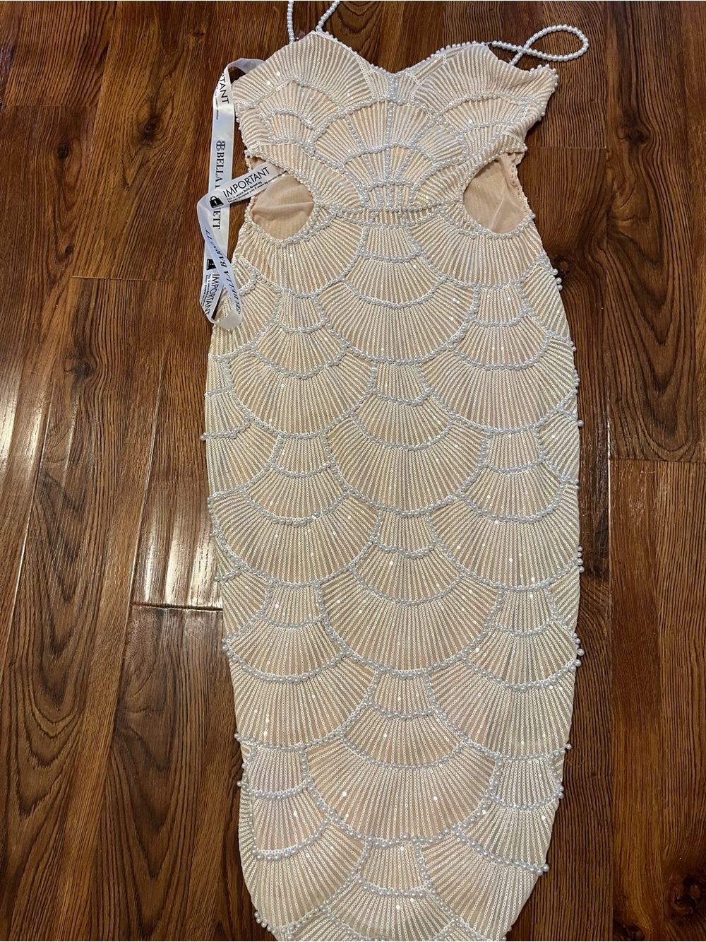 Bella Barnett - Ivory Beaded Scallop Midi Dress